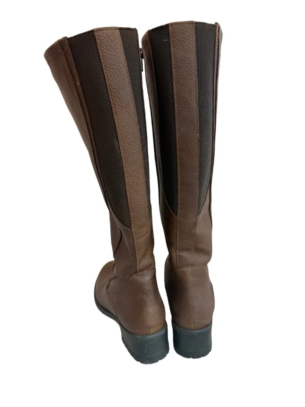 Santana Canada Tall Brown Leather Boots Sherpa Lining Rugged Outsole Size 8
